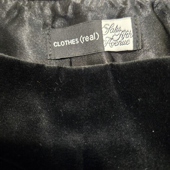 Clothes (real) Saks 5th Ave Black Velvet Pants Women's Size 12 High Waist NWT - Picture 2 of 12